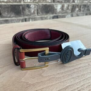 Vintage Brighton Burgundy Leather Mens Belt Size 56‎